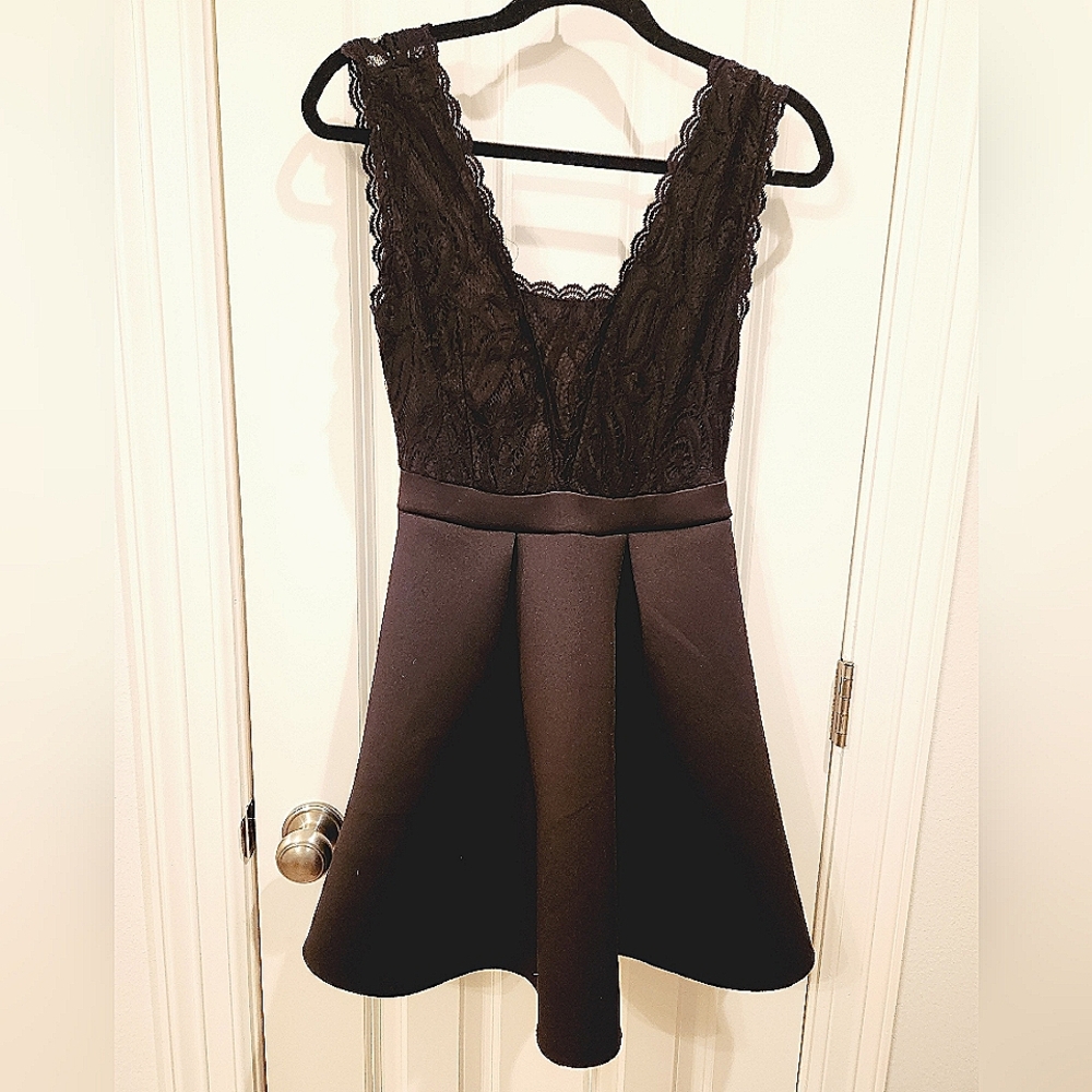 Size small Papaya black fit and flare cocktail dress